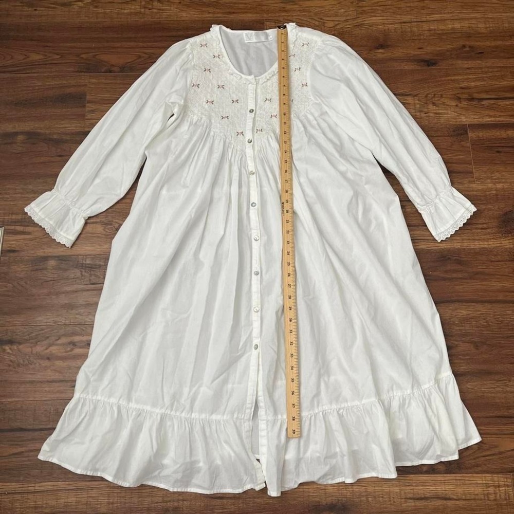 Victoriana White Cotton‎ Prairie Dress Women M Cottagecore Coquette Lace Boho - Picture 5 of 7